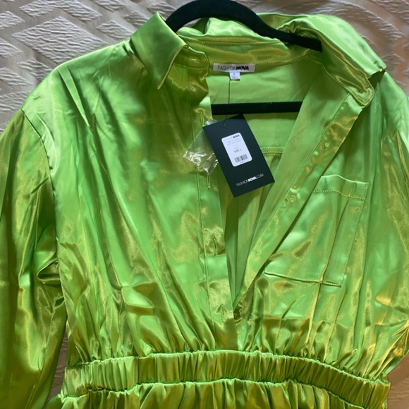 Light Green Shirt Dress - Picture 3 of 4